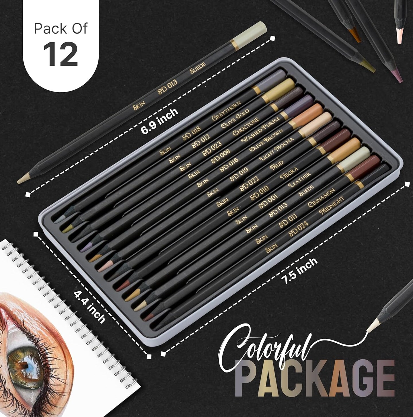 Skin Tone Colored Pencils for Adult Coloring Books &#x2013; 12 Soft Core Color Pencils for Portraits and Skintone Artists
