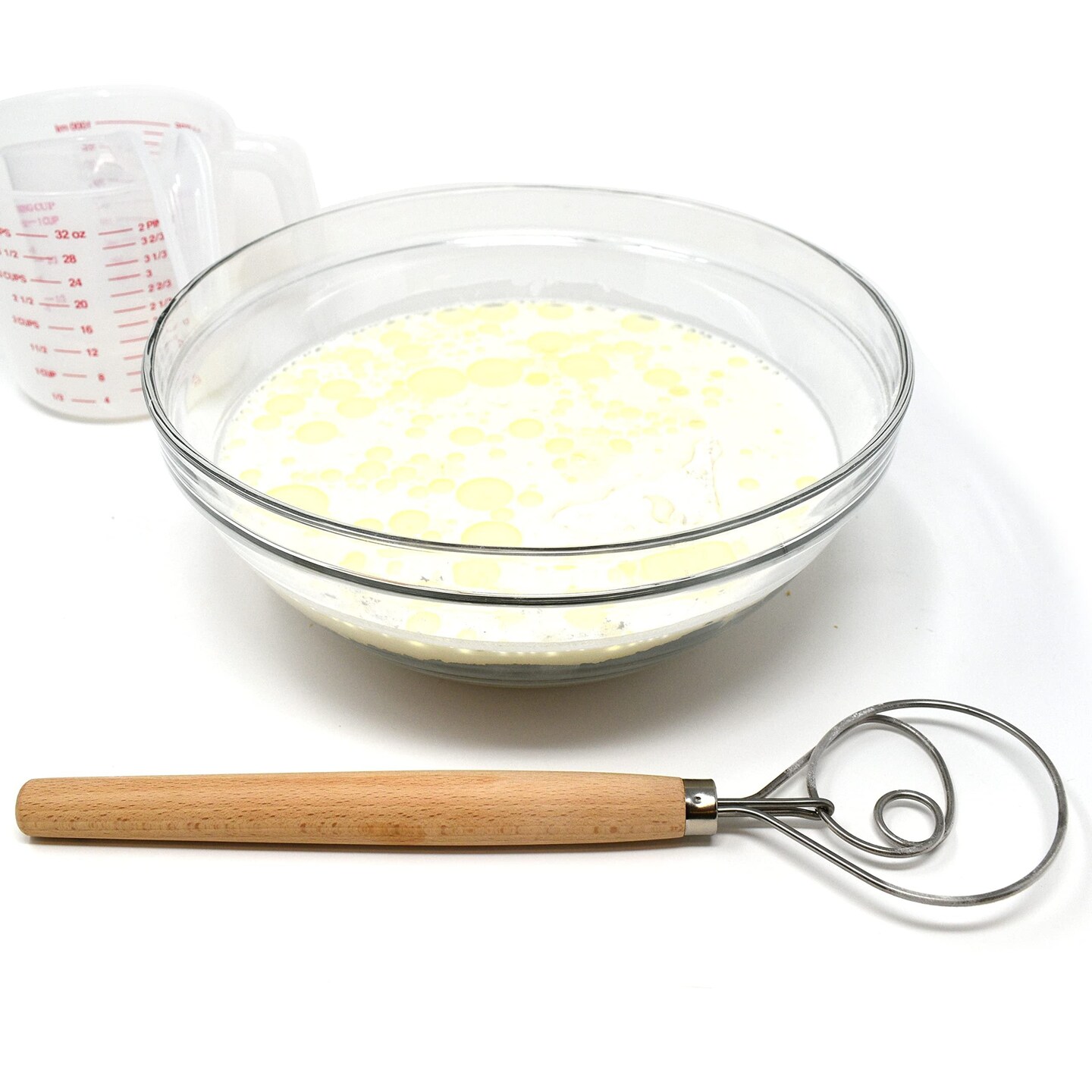 Norpro 12-inch Danish Dough Whisk, Wooden Dutch Whisk with Stainless Steel Dough Hook