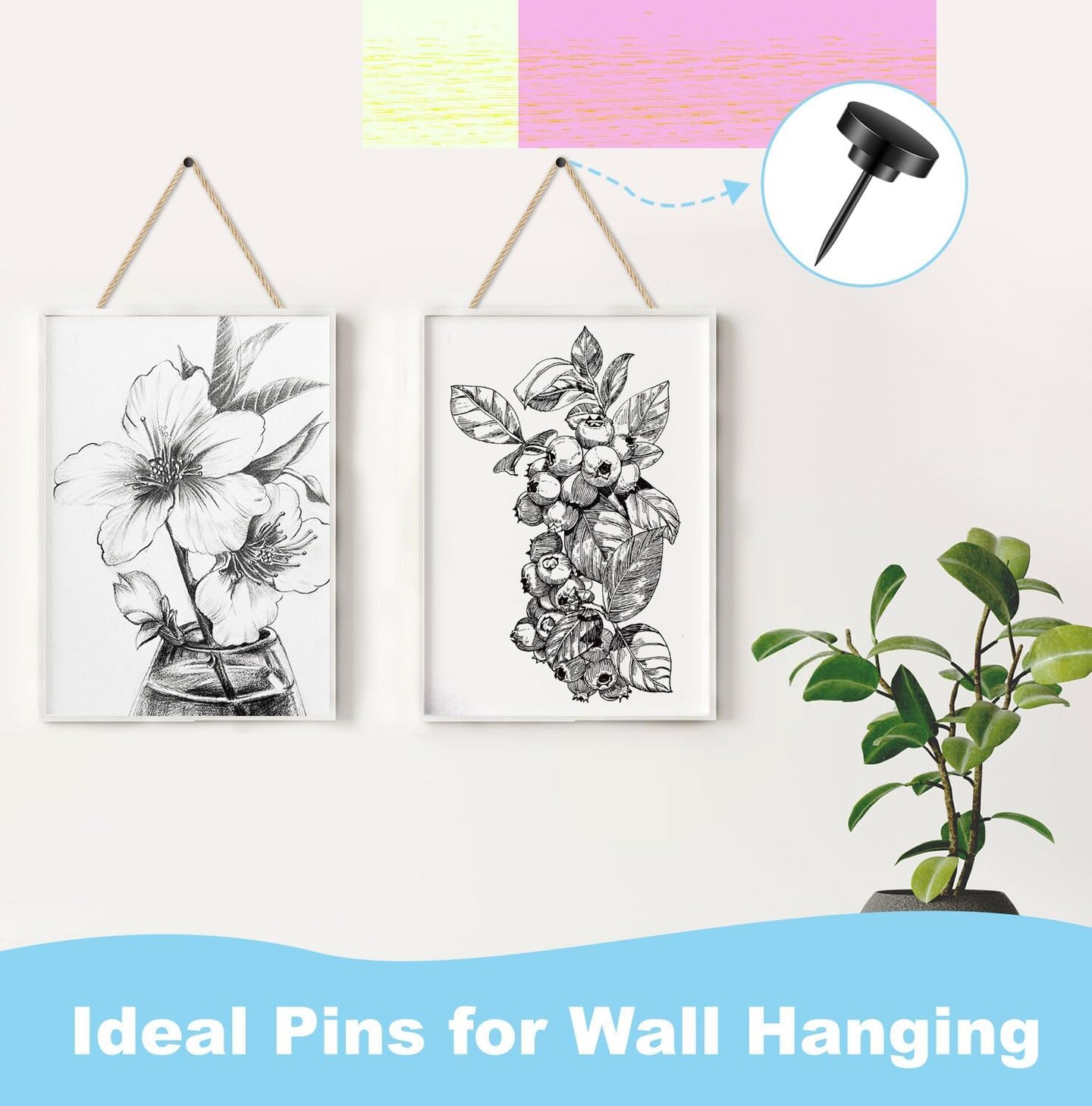 30 pcs push pins metal thumbtacks for wall hanging pictures posters maps black decorative pins for home and office