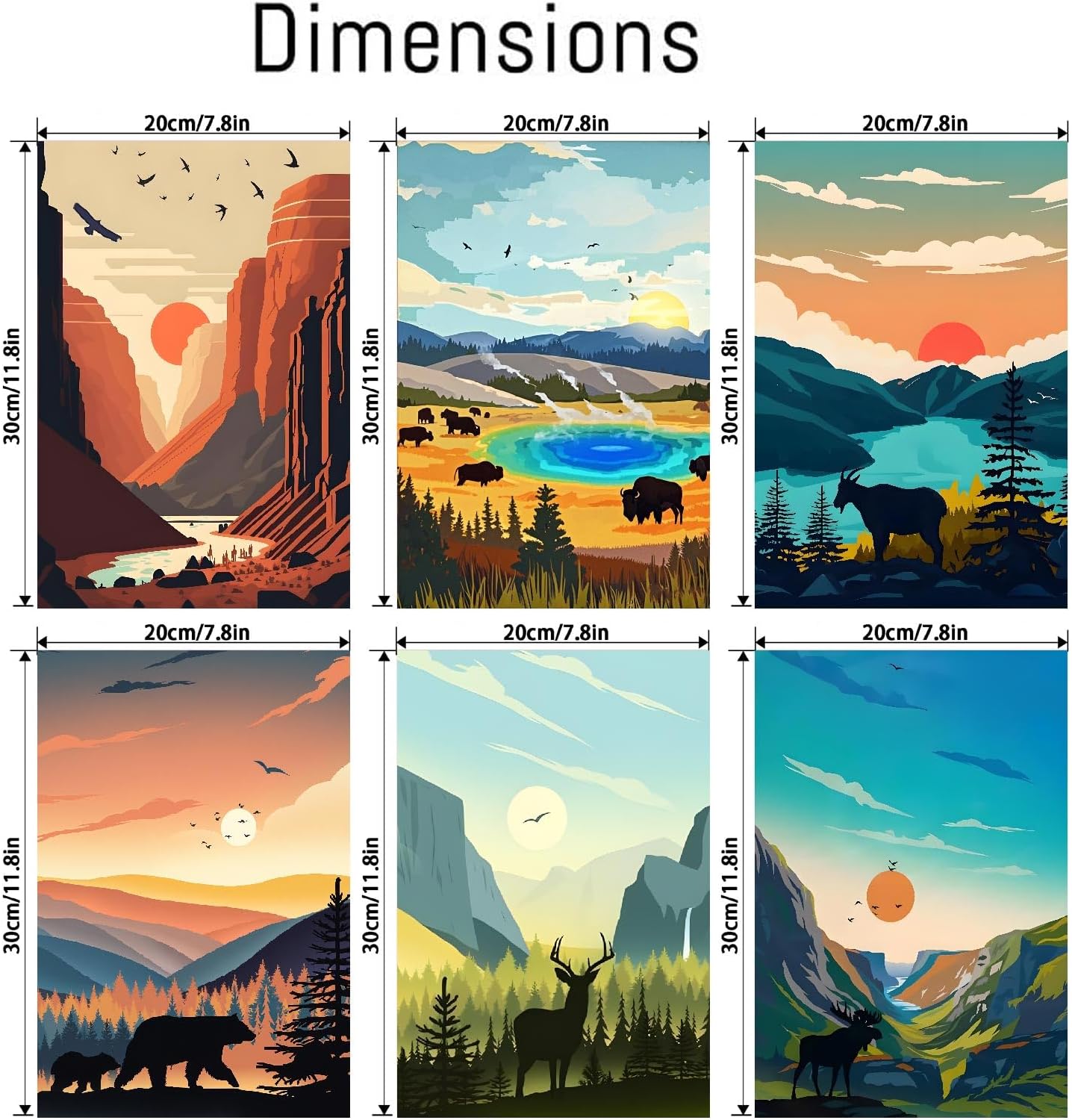 6 Packs Paint By Numbers Kit for Adults, National Park Adult Painting by Number Kits On Canvas, Landscape Oil Painting Kit for Beginners Adults&#x27; Paint-By-Number Kits for Home Wall Decor 8x12 Inch