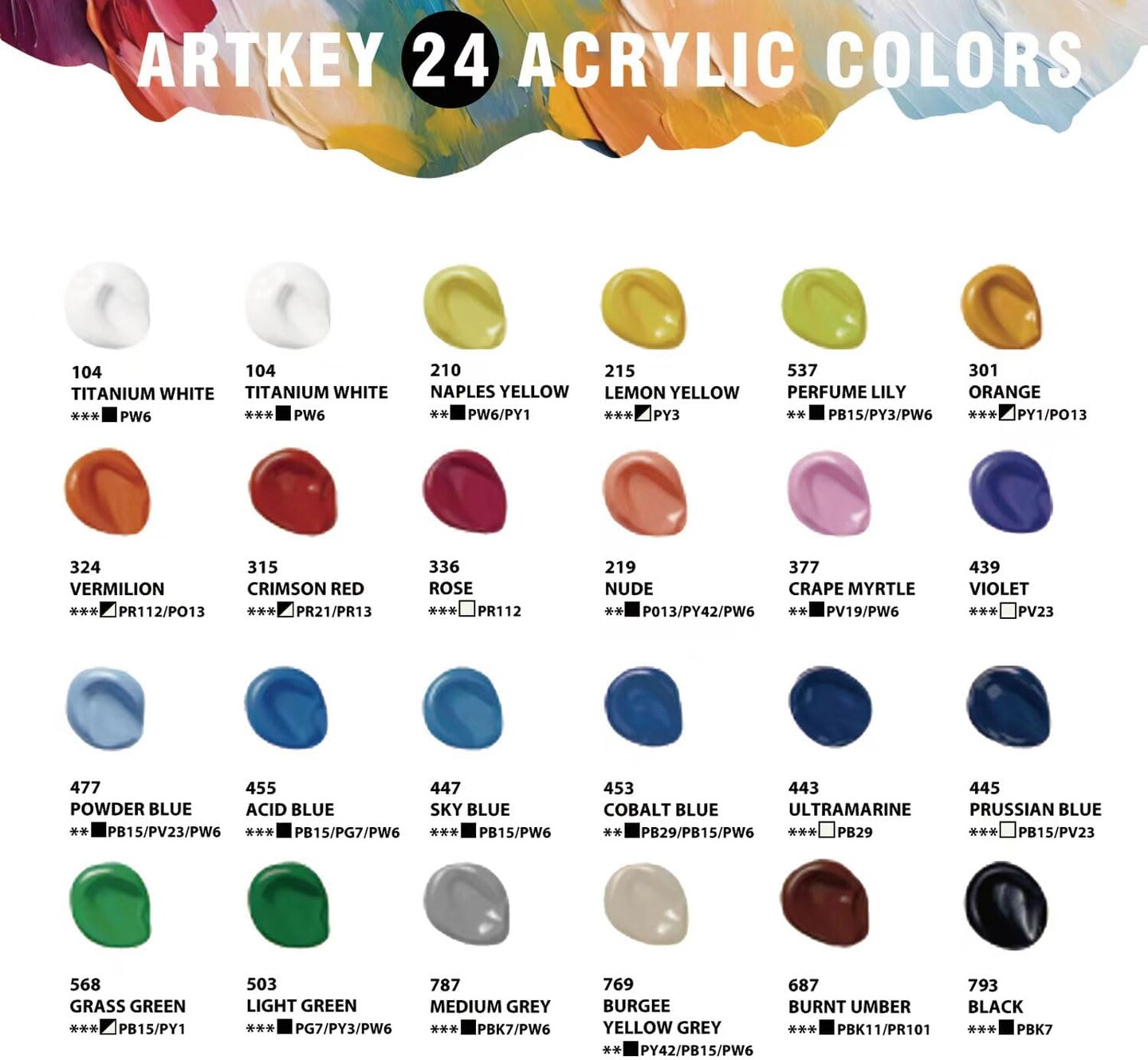 Acrylic Paint Set - 24 colors 2 oz/59 ml Acrylic Paints Professional Artists Painting Kit for Canvases Fabric Rock Leather Easter Egg Wood Ceramic Glass Art Craft Painting