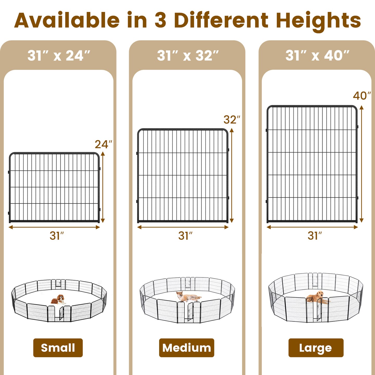 Black Metal Dog Playpen with Lockable Door and Customizable Size Options