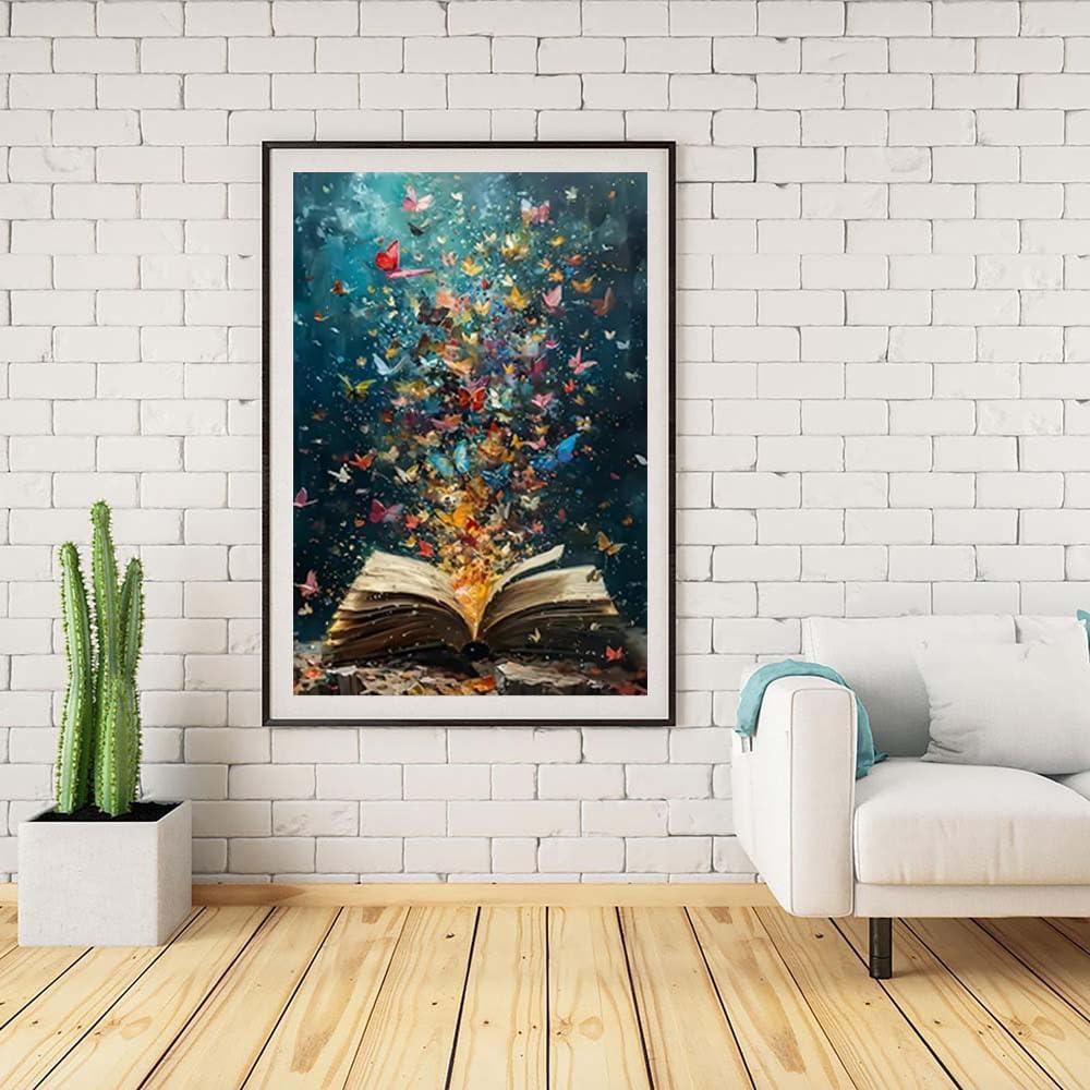 Diamond Painting Kits for Adults Beginner,Butterfly On Book Page Diamond Art Kits,DIY 5D Full Drill Paint by Diamonds with Paintings Arts and Crafts for Home Decor 12 X 16Inch