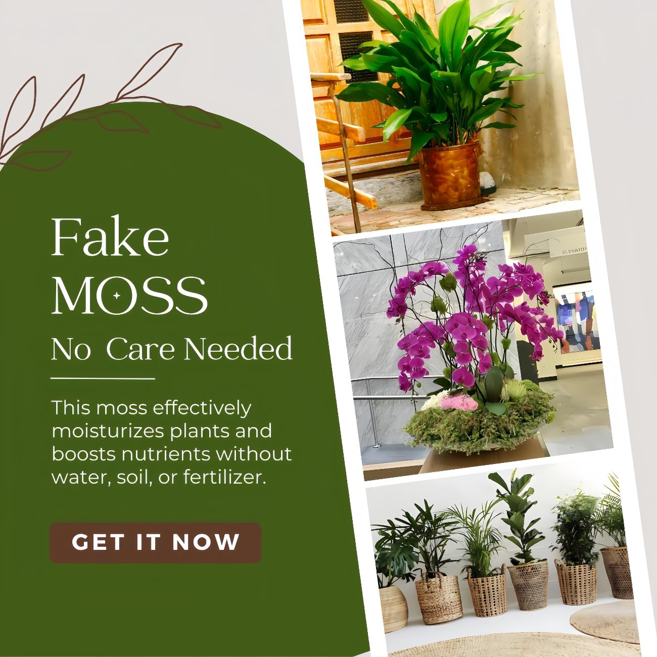 Large Capacity Fake Moss for Plants Indoor, Fresh Green Moss for Potted Plants Craft Moss for Home &#x26; Office Decor Fairy Garden Decoration