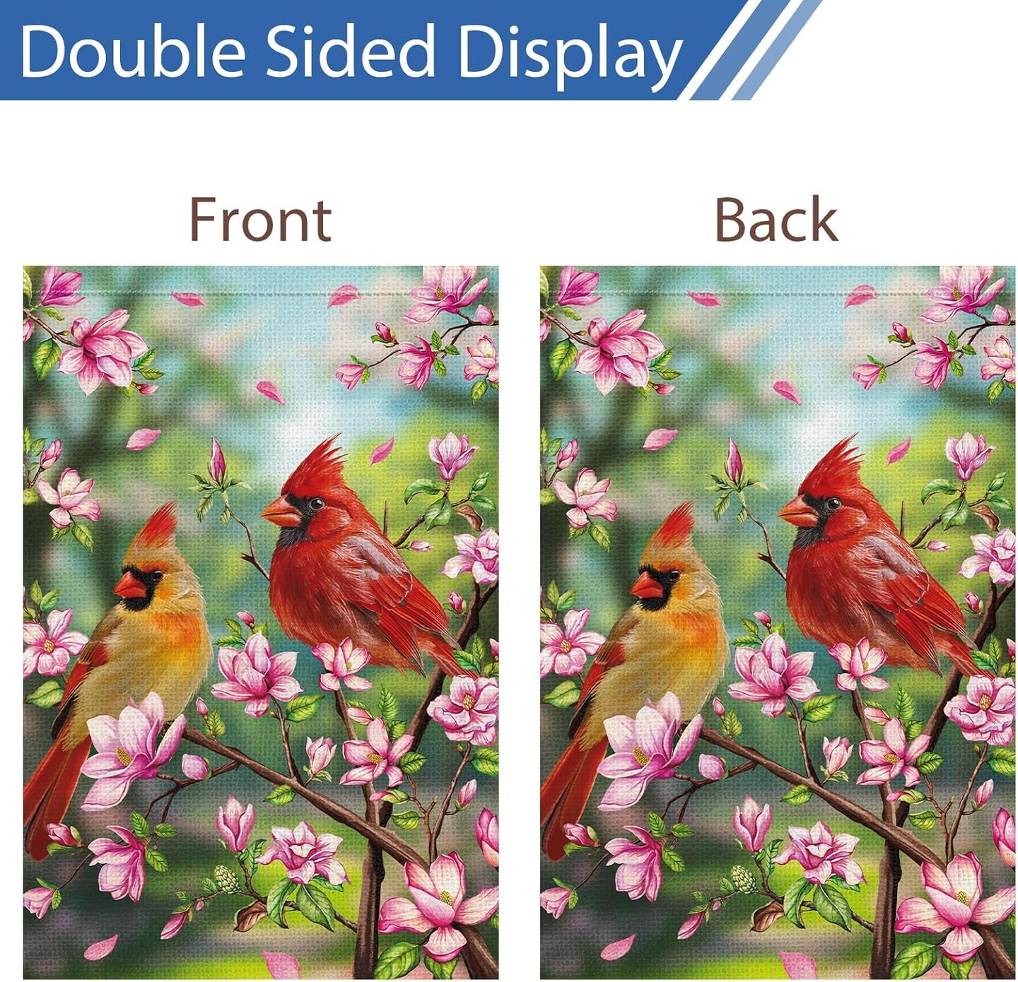 Spring Cardinal Garden Flag Spring Summer Magnolia Flower Garden Flags 12x18 Inch Double Sided Burlap Red Bird House Welcome Flag for Seasonal Farmhouse Yard Outdoor Decor