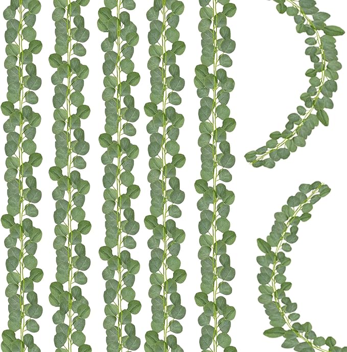 Garland,Artificial Eucalyptus Leaves Table Greenery Garland Wreath Vines for Wedding Party Table Fireplace Bedroom Wall Room Decor (6)