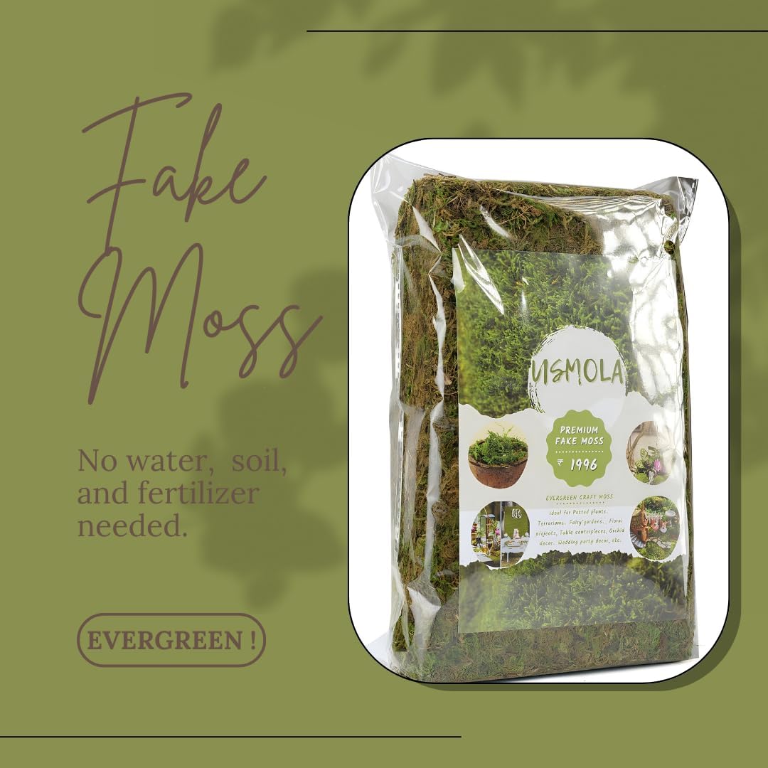 Fake Moss, 8 OZ Green Moss for Potted Plants, Artificial Moss for DIY Crafts Home Decor Table Centerpieces Wedding Decoration