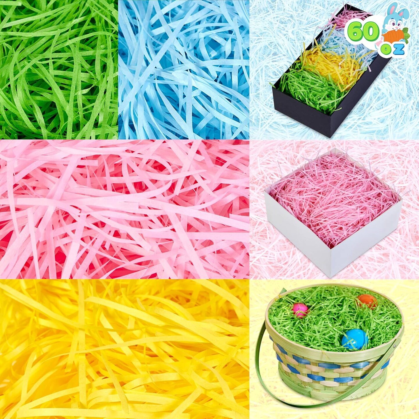 Easter Fake Grass in 4 Colors Paper Shred Filler for Basket Filling