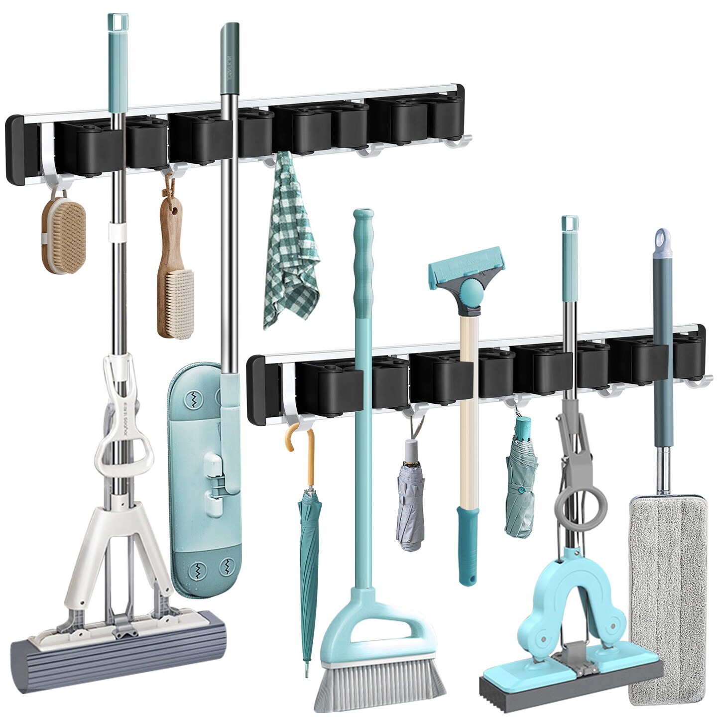 Mop and Broom Holder Wall Mount &#x2013; Heavy Duty Tool Rack Organizer for Garage, Laundry Room, Kitchen, Closet (Space-Saving Storage)