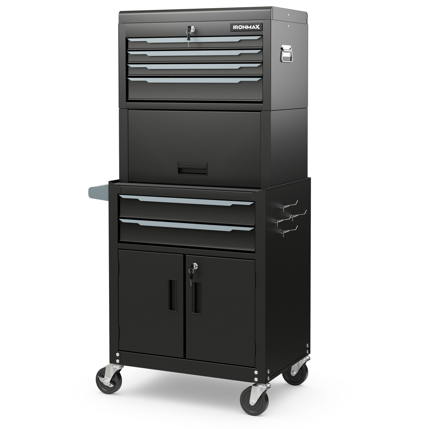 3-in-1 Rolling Tool Chest Storage Cabinet with Universal Wheels and 6 Different Size Drawers