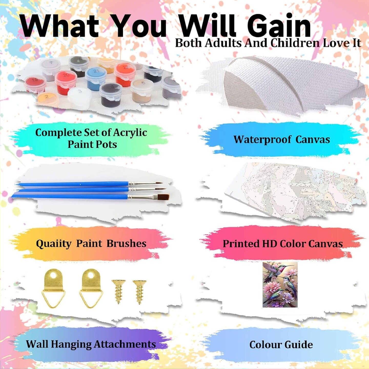 Hummingbird Paint by Numbers Kit for Adults- Adult Paint by Number Kits Bird, Hummingbirds DIY Acrylic Painting by Numbers for Home Decor (16x20in)