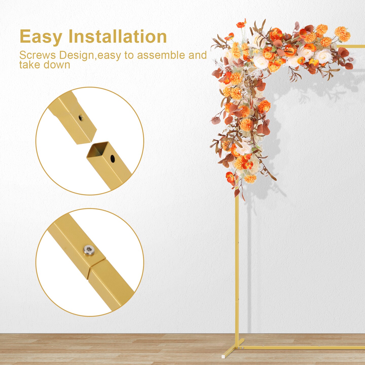 6.6FT Metal Square Backdrop Stand – Heavy Duty Balloon Arch Kit for Weddings, Parties, Photo Booth Decor (Indoor/Outdoor, Reusable, Detachable)