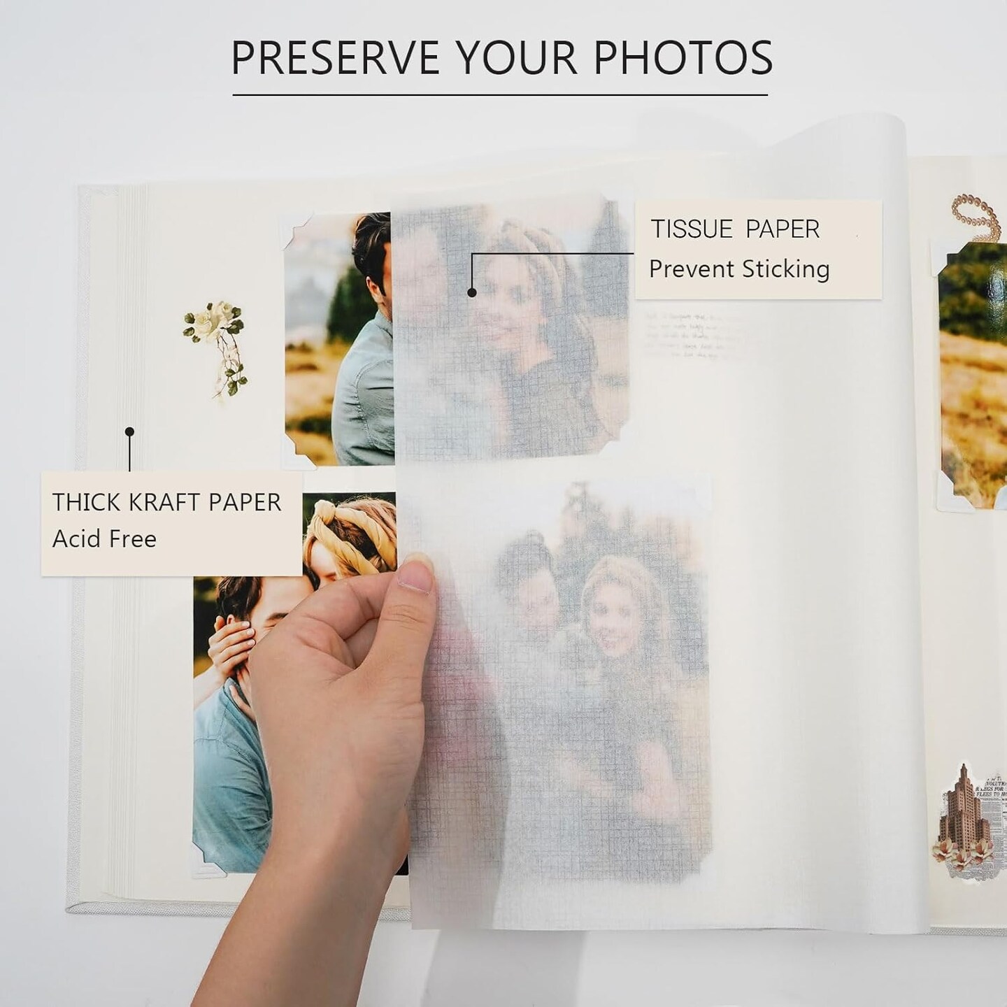 Premium Scrapbook Photo Album with Writing Space, DIY Scrapbook Album with 60 Pages, Large Photo Book for Baby Family Travel Vacation