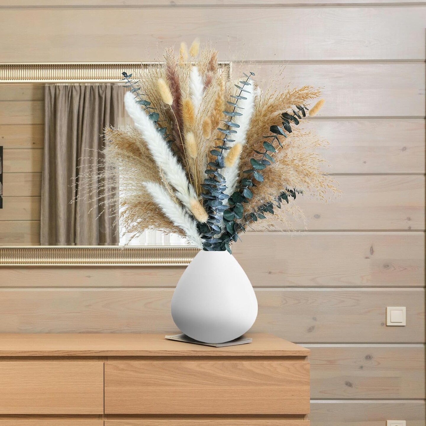 Kocat Breathtaking Boho Centerpieces for Tables &#x26; Floors - Luxurious Dried Floral Arrangement, Exquisite Fall Grass Decor, &#x26; Stylish Olive Green Wall D&#xE9;cor