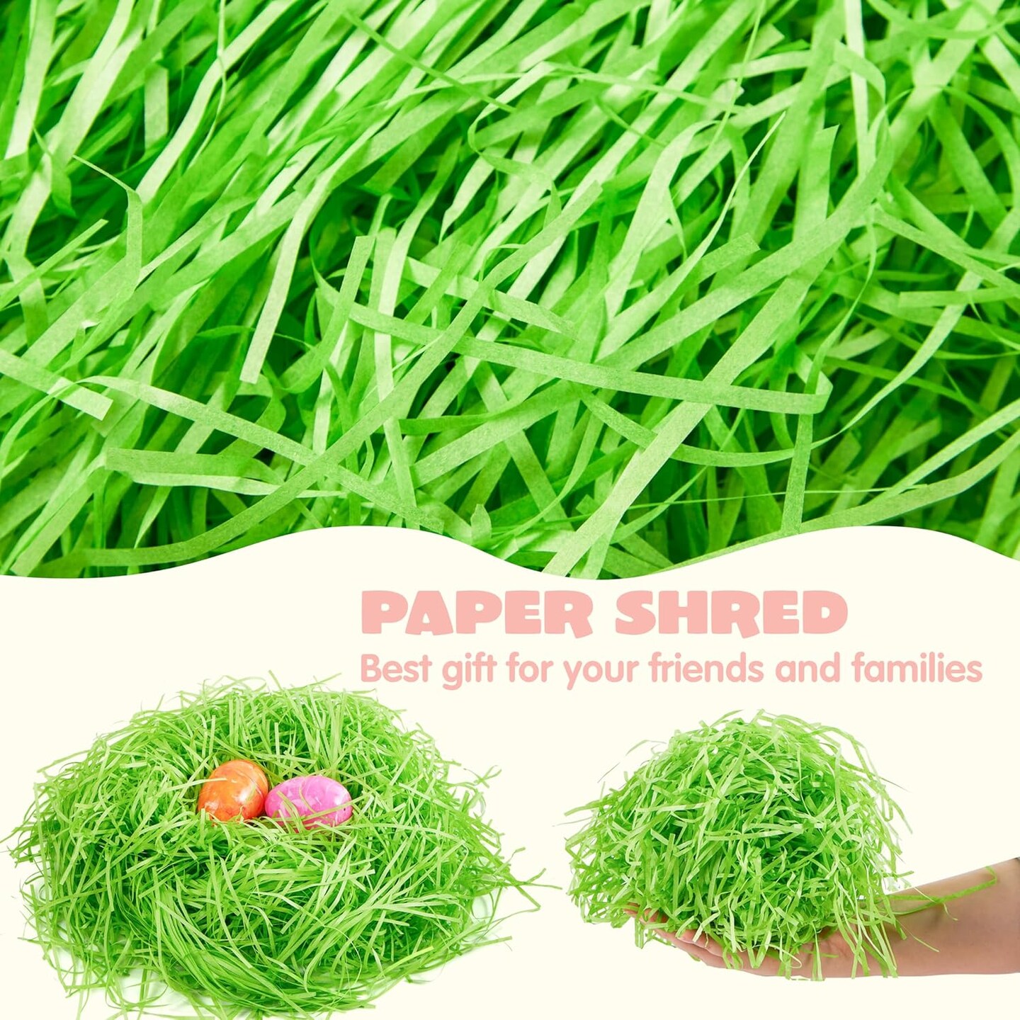 2.25 lb Multicolor Easter Grass for Baskets, Egg Hunts, and Party Decor. Recyclable.