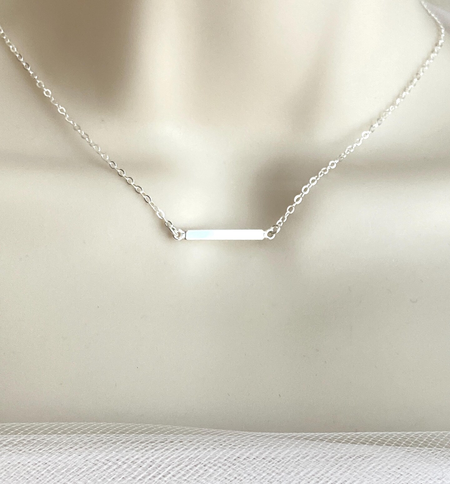 Sterling Silver Bar Necklace. Dainty Layer Necklace. Sterling 