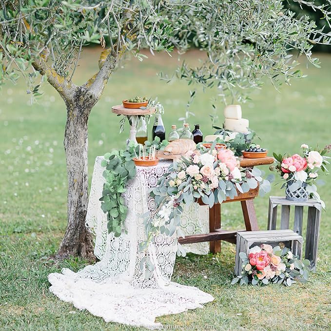 12 Pack 84 Ft Artificial Eucalyptus Garland – Greenery Vines for Wedding, Party, Table, Fireplace, Bedroom, Wall & Home Decor