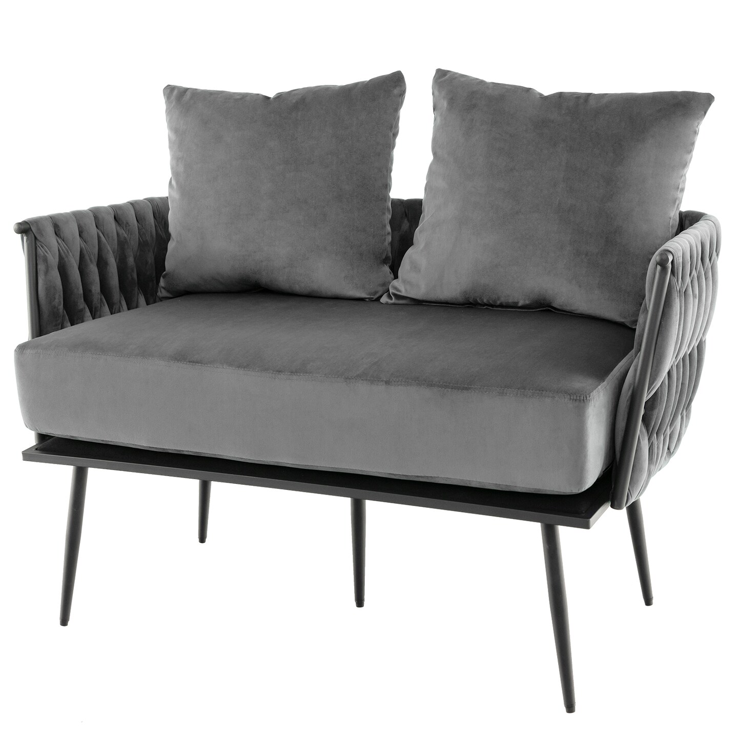Velvet Woven Loveseat and Cozy 2-Seater Sofa with Metal Legs