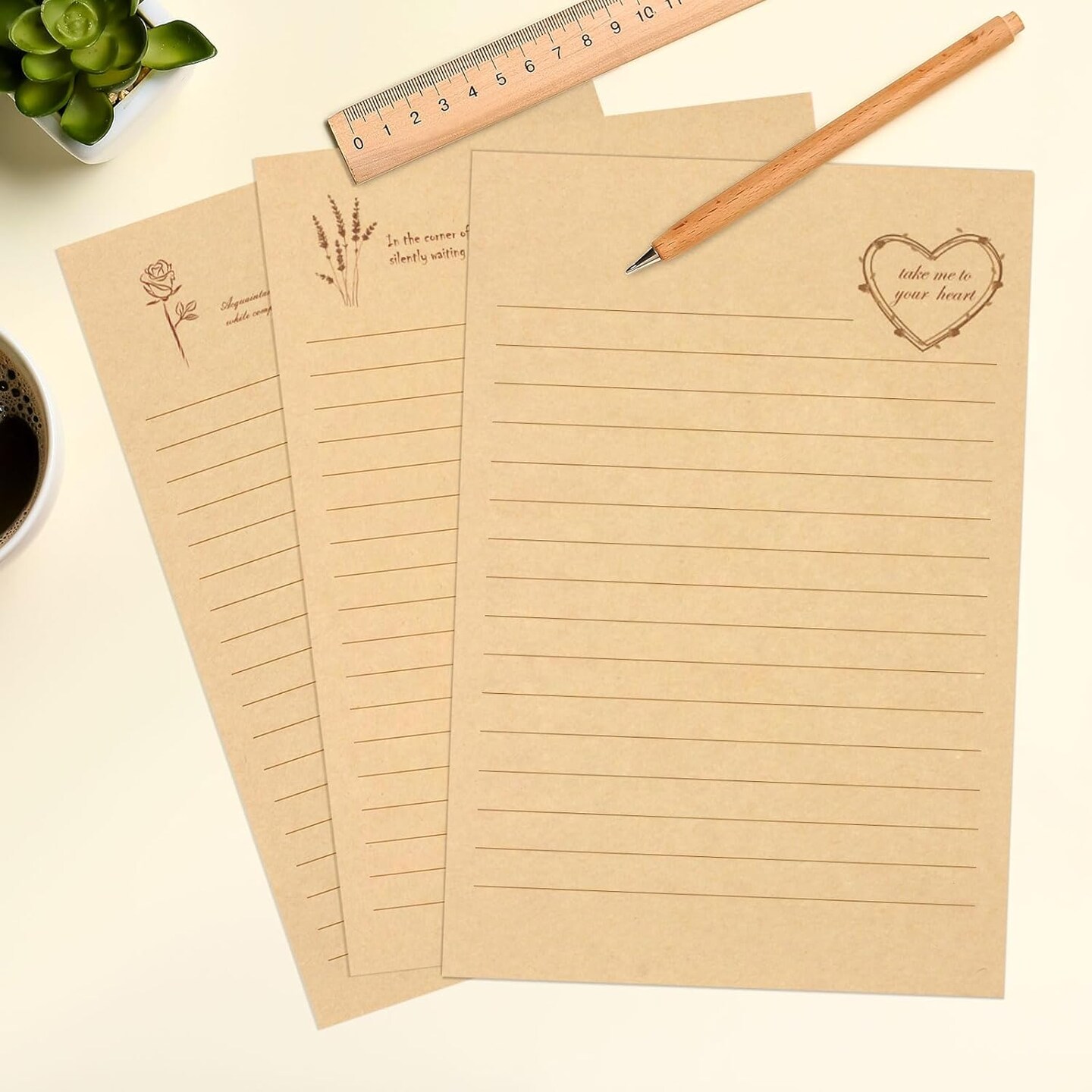 72 PCS Vintage Stationery Set, 24 Papers & 12 Envelopes, 8.3"L x 5.5"W