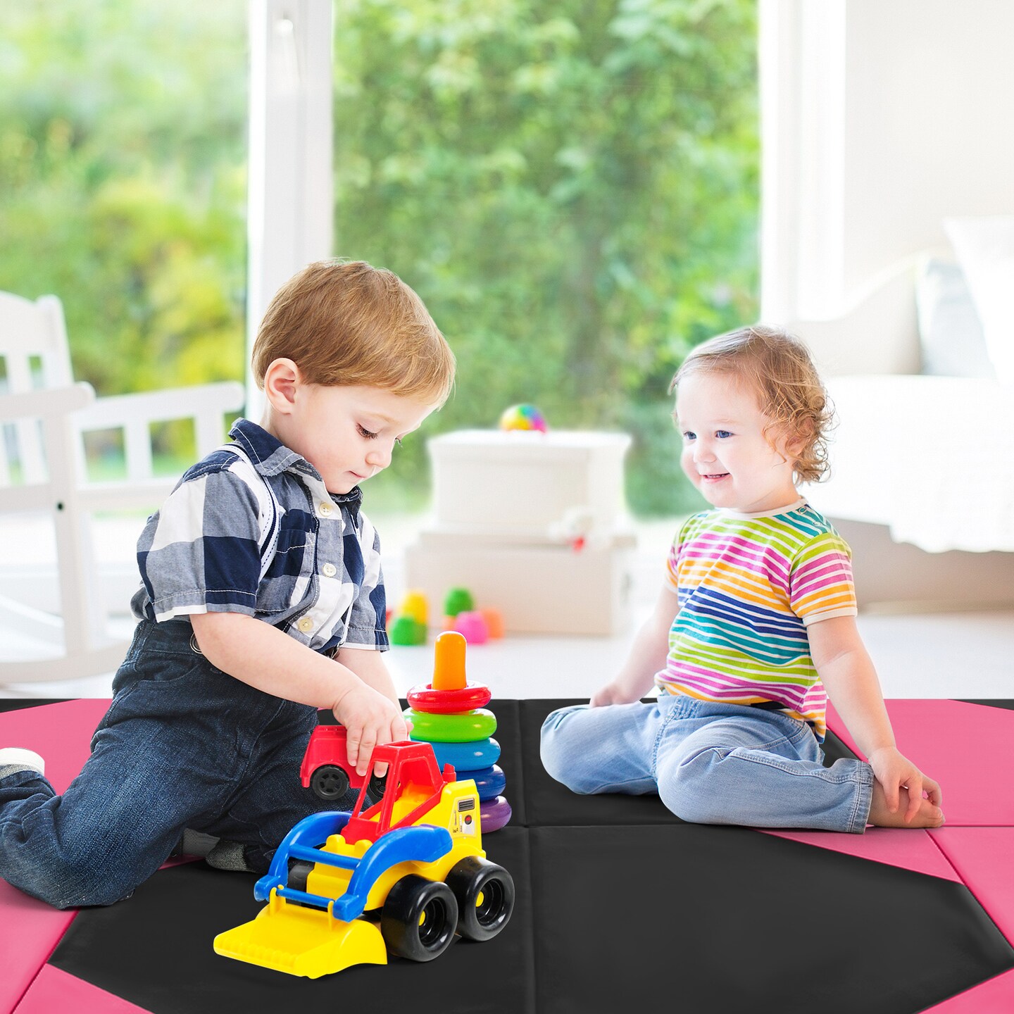 10-Feet Long Folding Exercise Mat with Waterproof PU Leather Cover Perfect for Stretches and Routines
