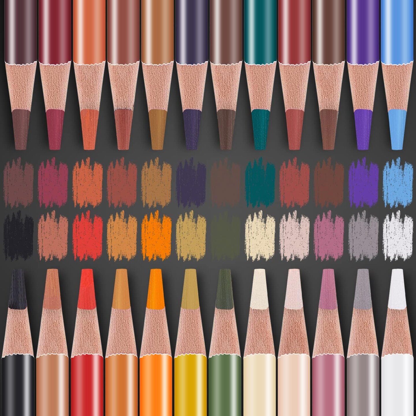 Professional Colored Charcoal Pencils Drawing Set, Skin Tone Colored Pencils, Pastel Chalk Pencils for Sketching, Shading, Coloring, Layering &#x26; Blending, 24 Colors