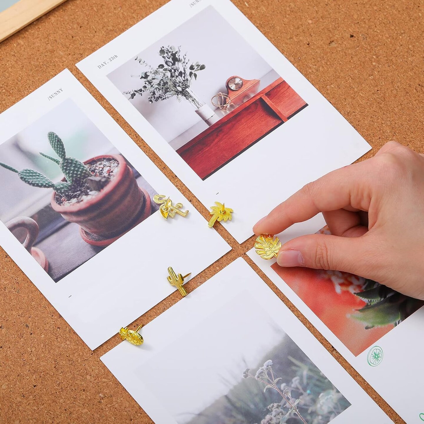 40 pcs gold tropical push pins decorative thumbtacks for cork boards photos maps and bulletin boards