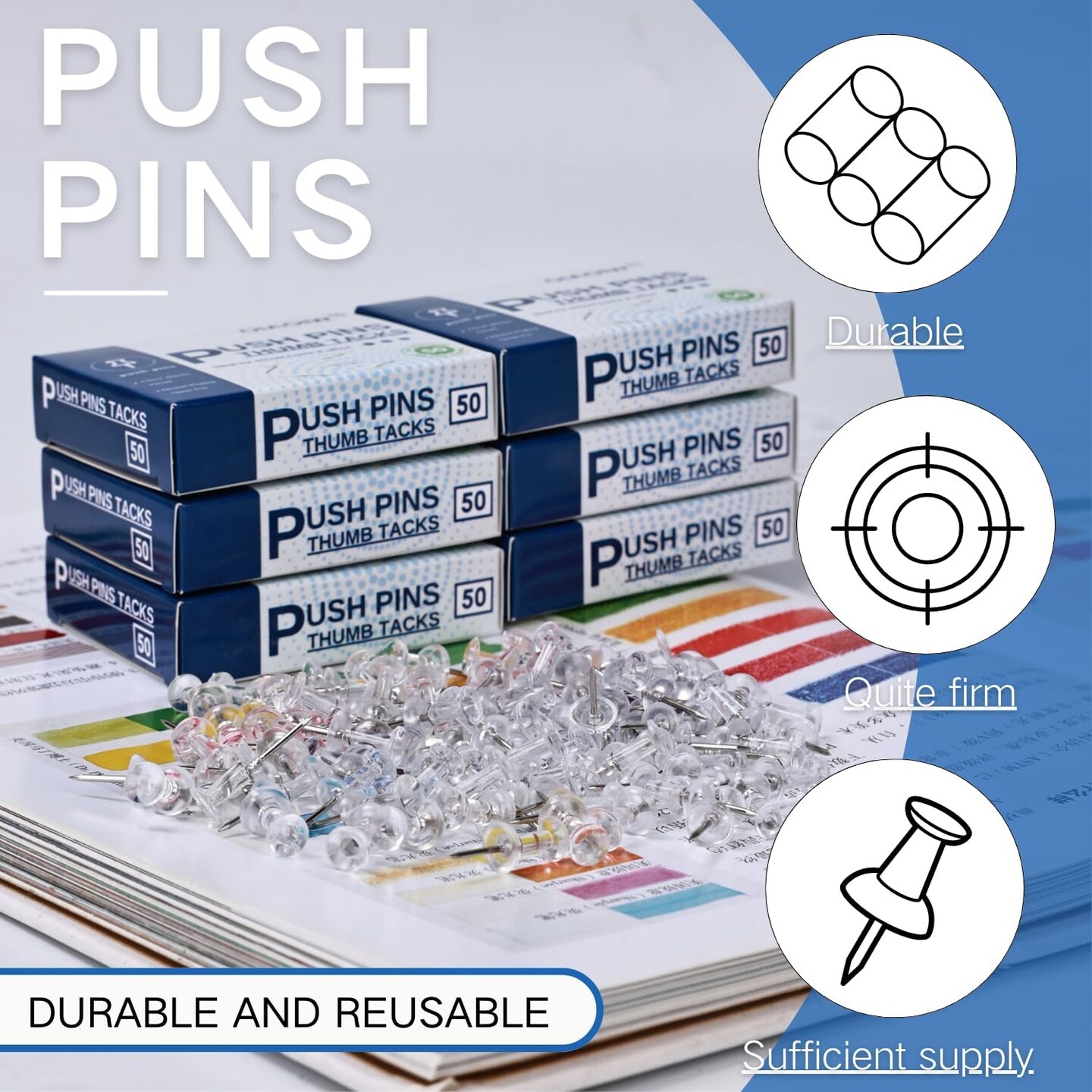 300 pcs clear push pins thumbtacks for bulletin boards and walls