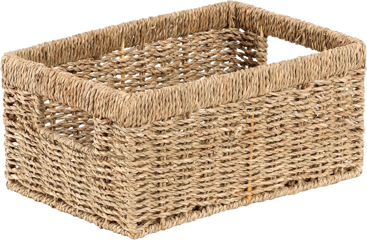 Wicker Baskets (Medium, Seagrass, 1PC) Rattan Storage Baskets for Shelves, Woven Seagrass Holder