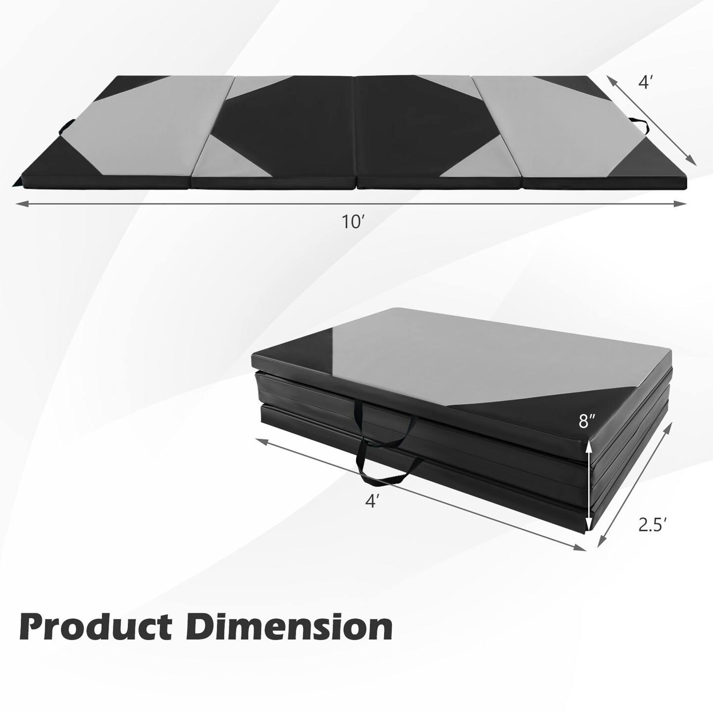 10-Feet Long Folding Exercise Mat with Waterproof PU Leather Cover Perfect for Stretches and Routines