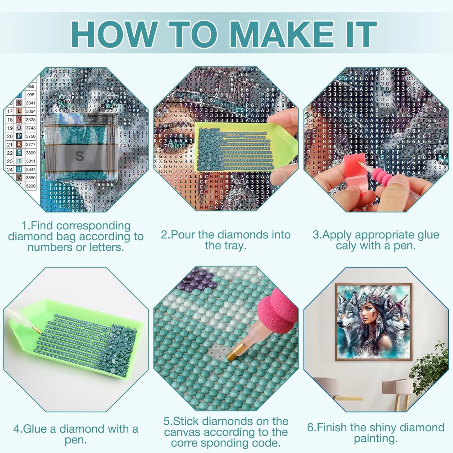 American Native Indian Diamond Painting Kits for Beginners (multicolour) 7.87 x 5.91 x 0.31 inches