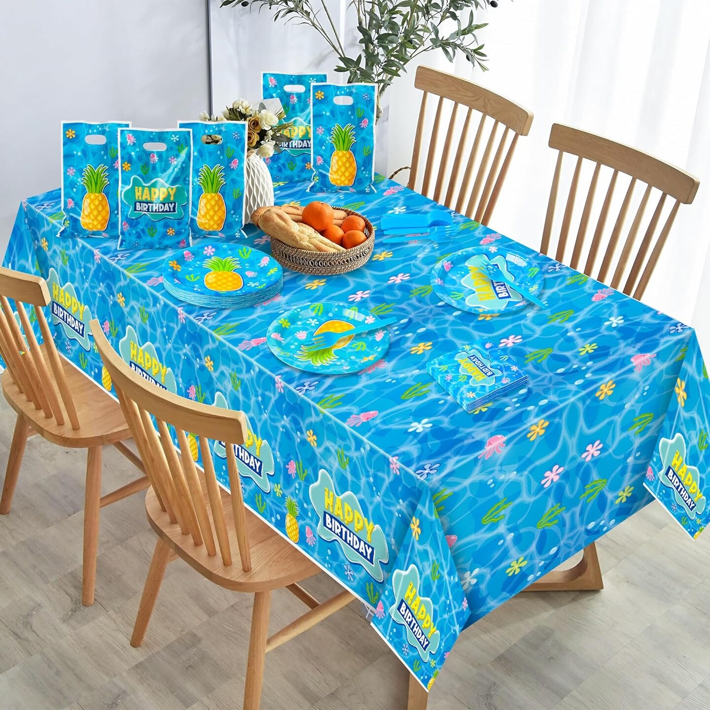 Ocean Pineapple Party Tablecloths - 3PCS Pineapple Birthday Table Covers