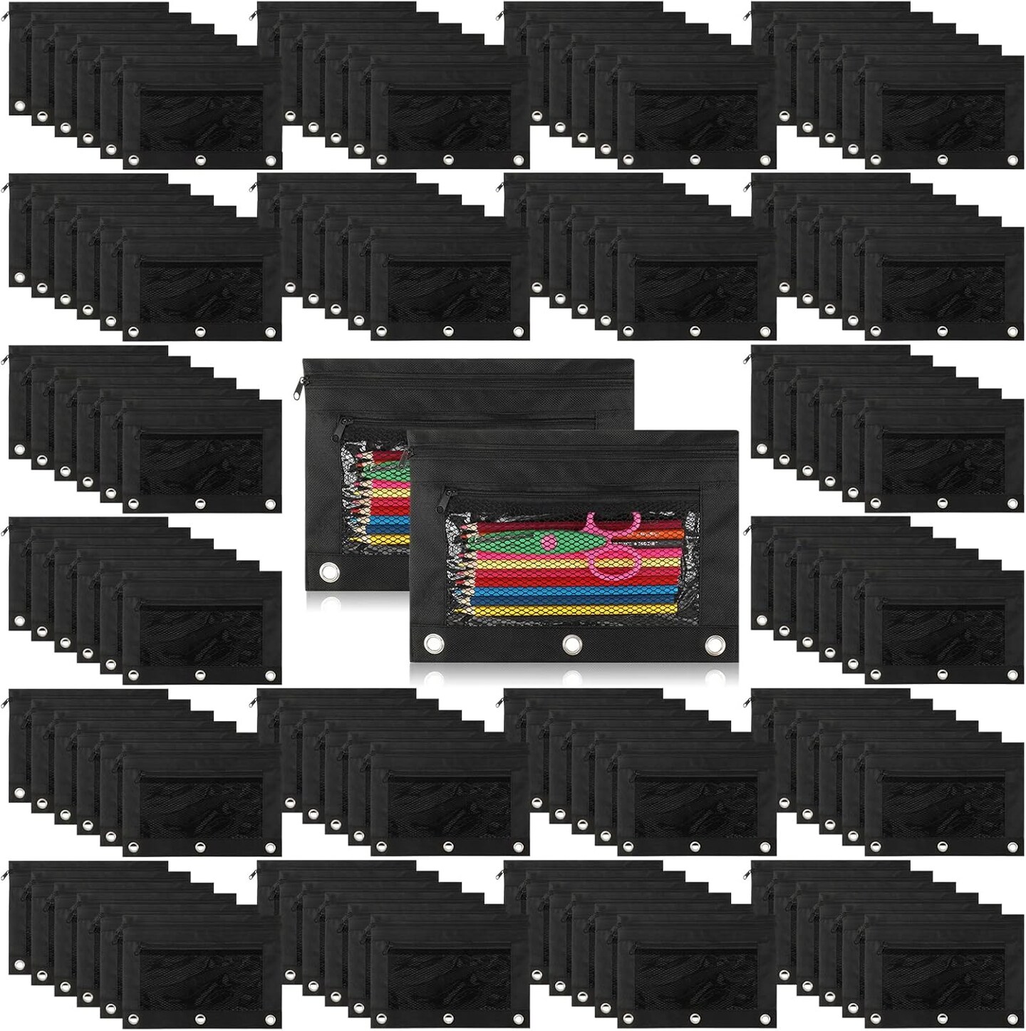 50 Pcs 3 Ring Binder Pencil Pouches