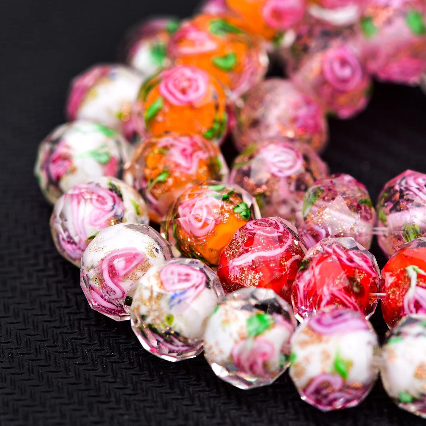 80pcs Flower Glass Beads for Jewelry/Bracelets/Crafts/Necklace Making