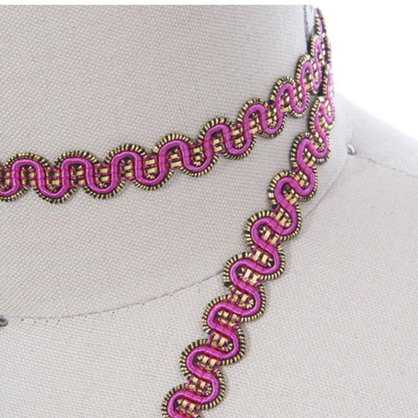 2 Yards 3/8 Inch Fuchsia and Gold Gimp Trim for Drapes Upholstery and Decorative Projects