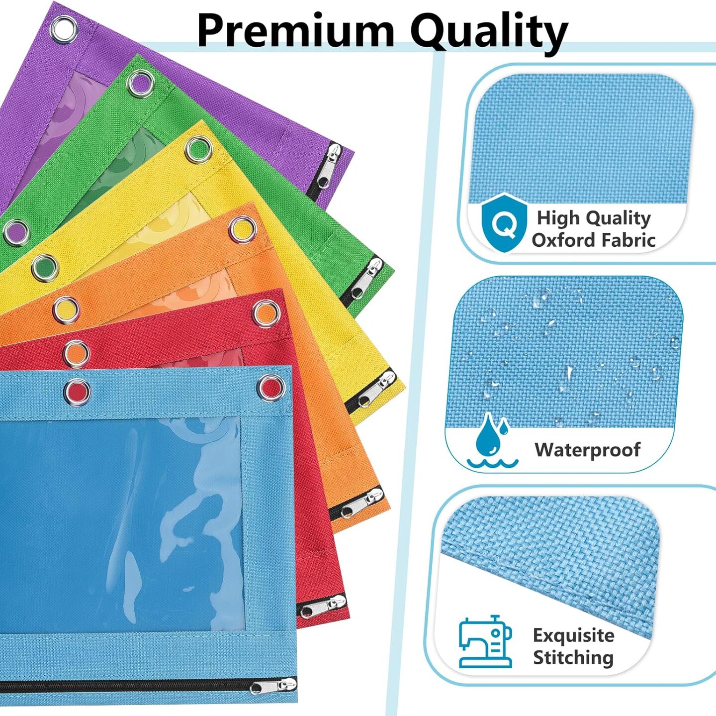 6Pack Pencil Pouches for 3 Ring Binder