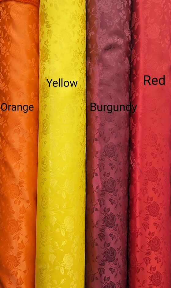 1 Yard Satin Brocade Jacquard Fabric Embossed Floral Pattern Shiny Polyester 58/59" Width