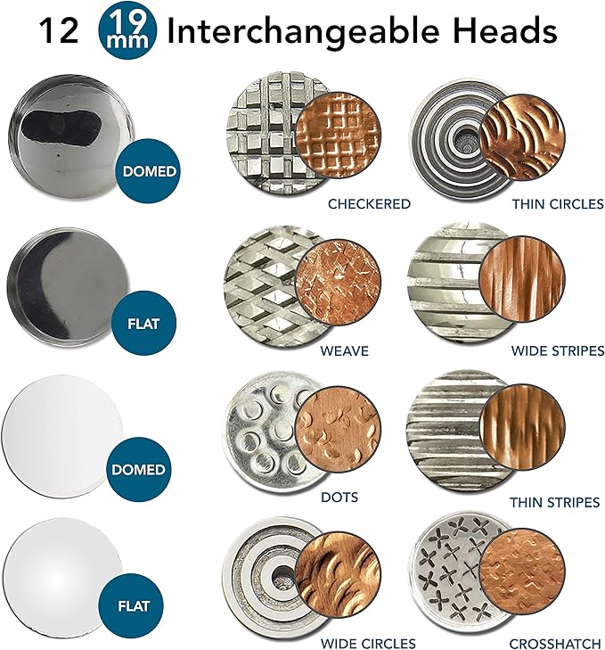 The Beadsmith Double-Faced Texture Hammer - Metal Elements Wooden Handle Steel Head - Texturing Tool Used to Add Patterns & Dimension to Metalwork