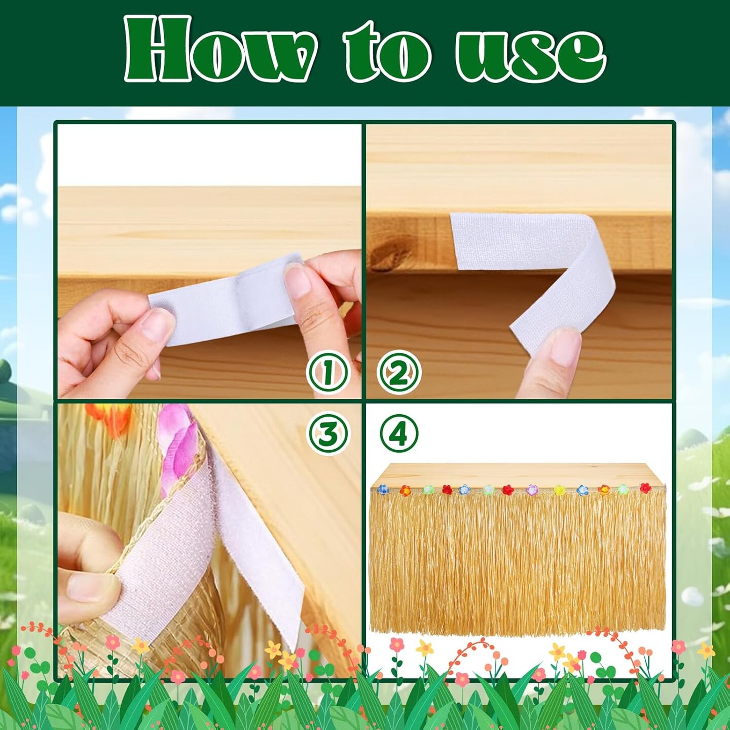 Luau Party Decorations, Hawaiian Party Decorations, Gold Hawaii Table Skirt 53" X 29.5" (Gold-01)