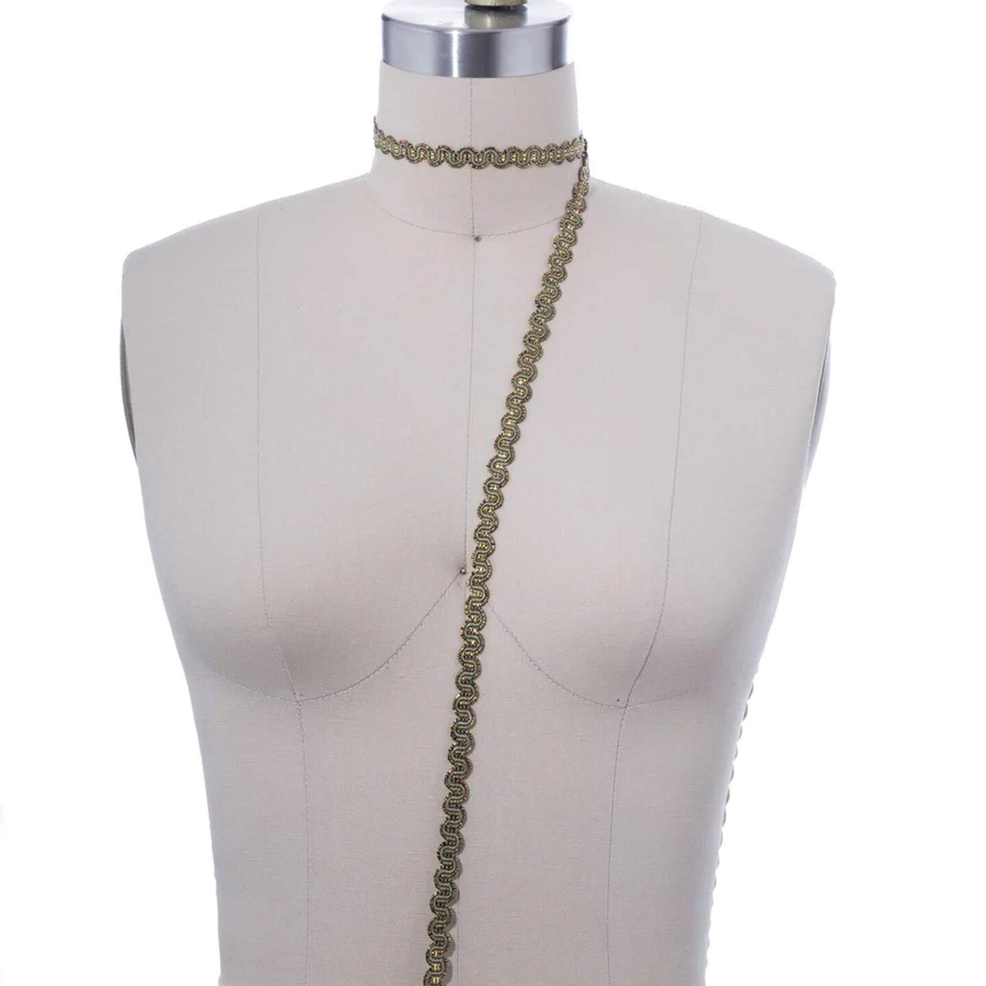 3/8" Sage Green Braided Gimp Braid Victorian Style Scroll Trim