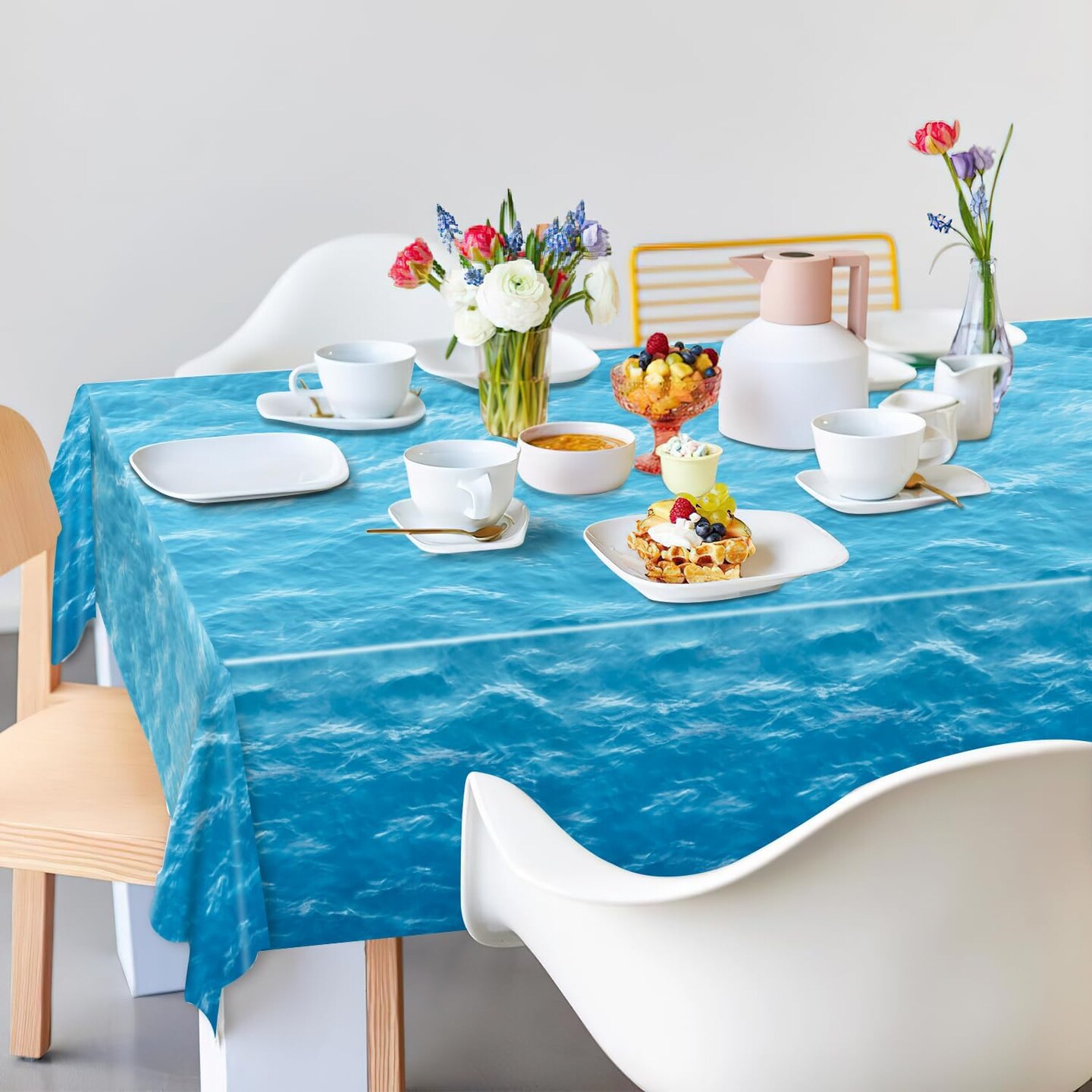 3 Pieces Ocean Waves Water Print Plastic Table Cover Ocean Party