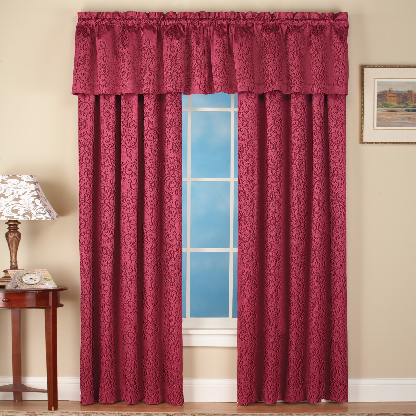 Collections Etc Scroll Insulated Sheen Curtain Panel, Single Panel,