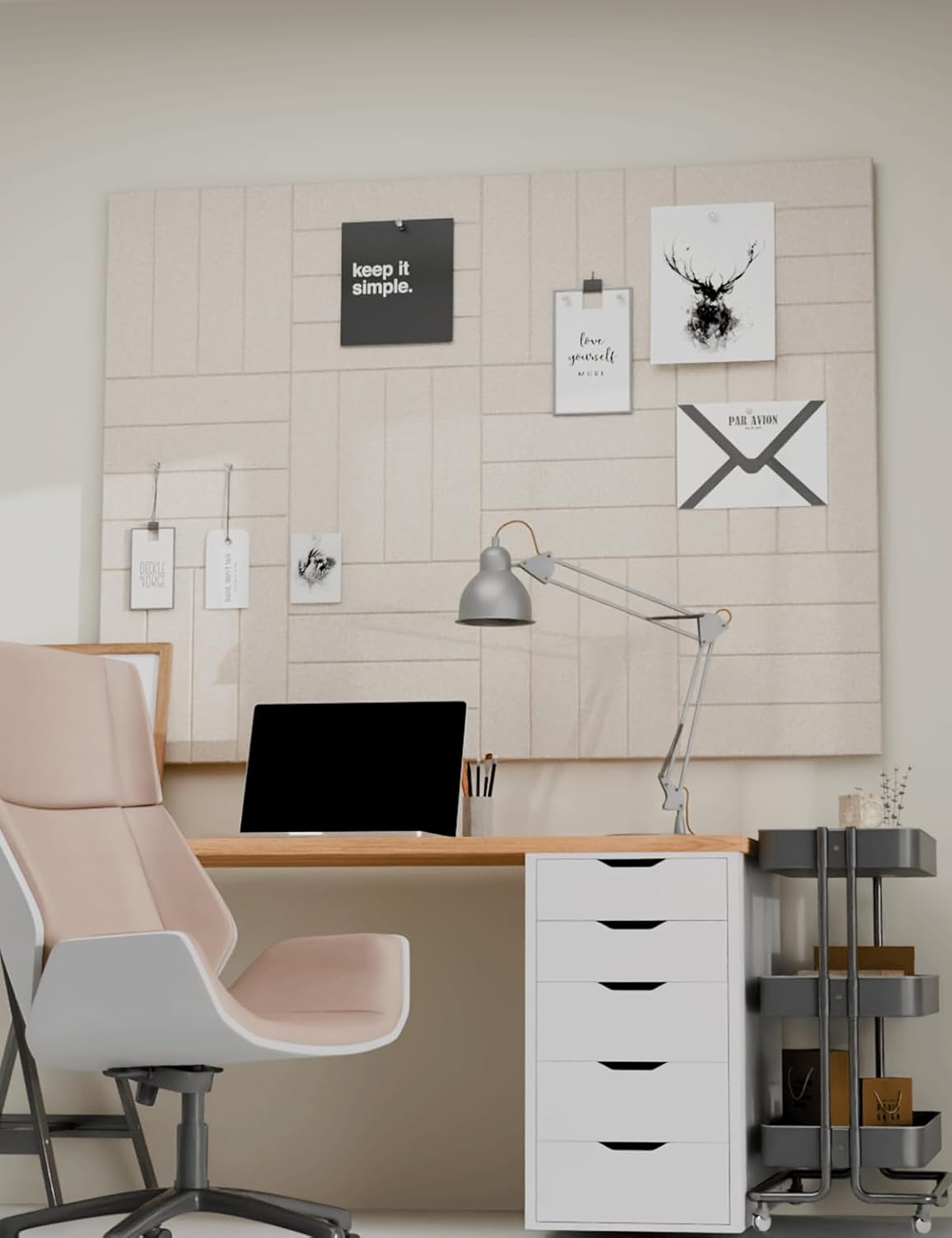 Felt Bulletin Board Tiles Large 48" x 36" Cork Board Alternative-12 Pack with 70 Adhesive Tabs (Oatmeal)