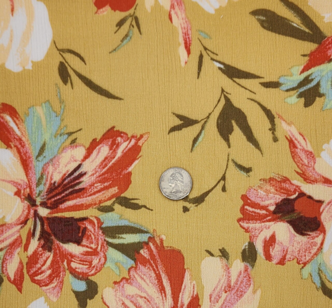 Golden Yellow Rayon Crinkle Fabric 1 Yard Lightweight Textured Apparel Material