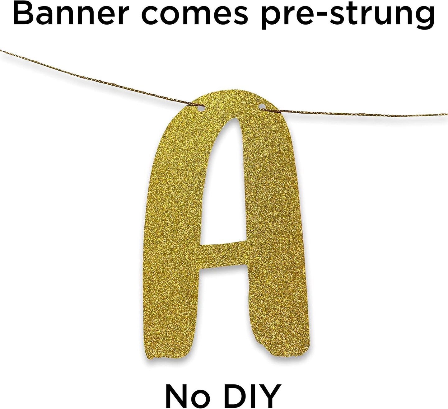 Cheers to 10 Years Gold Glitter Banner - 10th Anniversary and Birthday