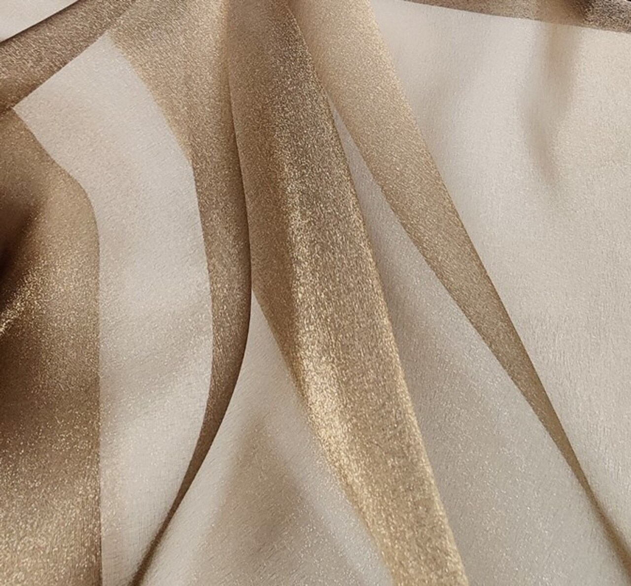 1 Yard Gold Organdy Sheer Apparel Fabric Crisp Texture, 58/60&#x22; Wide