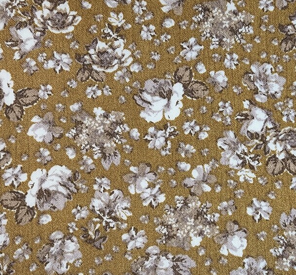 1 Yard Mustard Rayon Crinkle Crepon Fabric 50/52&#x22; Wide Lightweight 100% Rayon