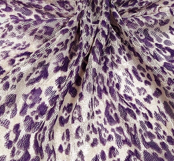 1 Yard Lace Animal Print Fabric Lavender Ivory 50/52" Lightweight Apparel & Home Decor Material
