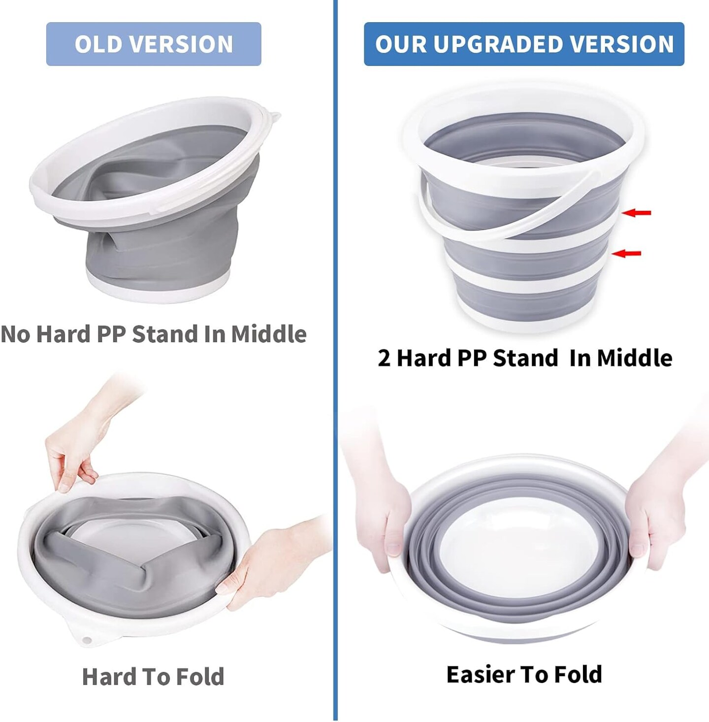 Bucket Folding Foldable Portable - Gray