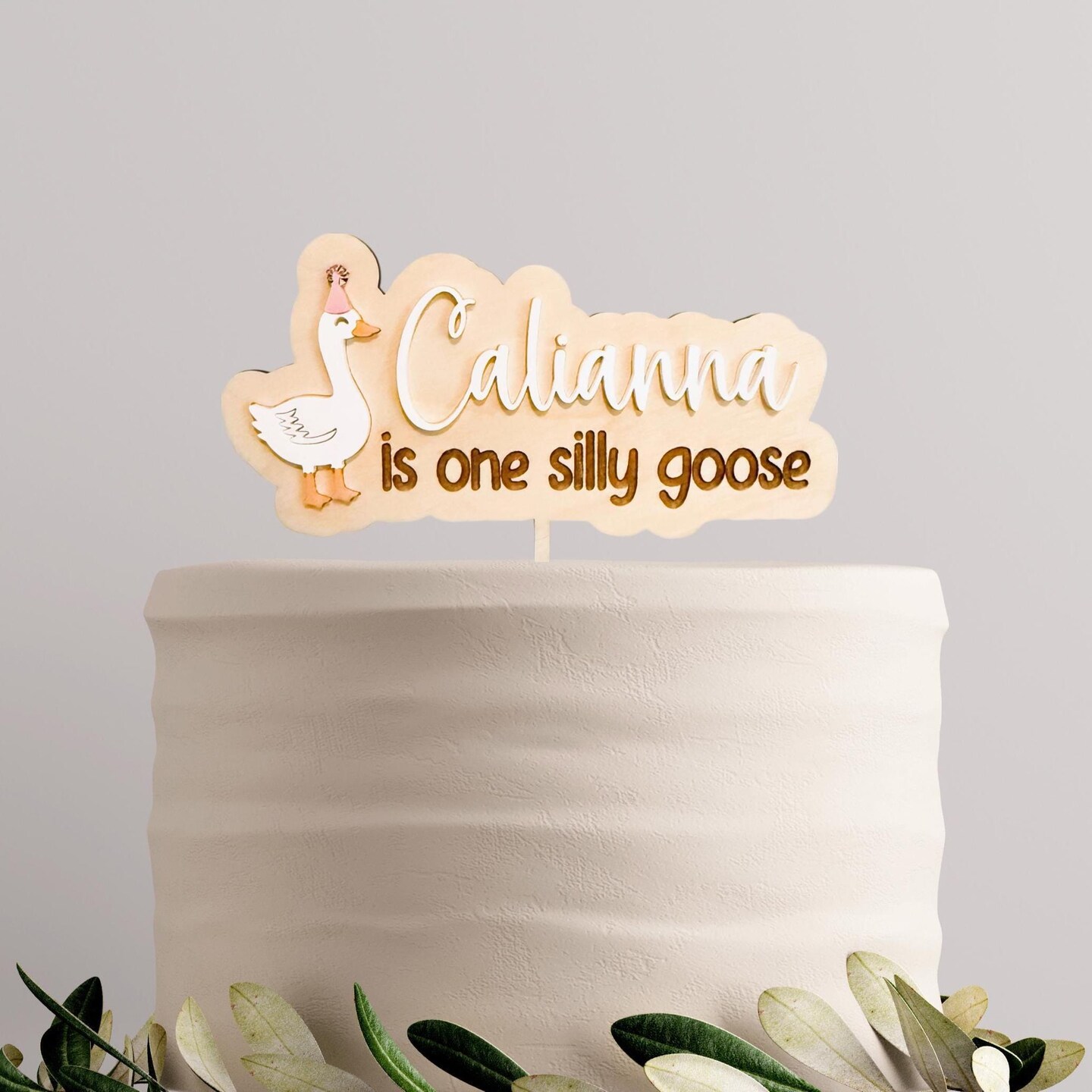 Personalized One Silly Goose 1st Birthday Cake Topper - Wood and ...
