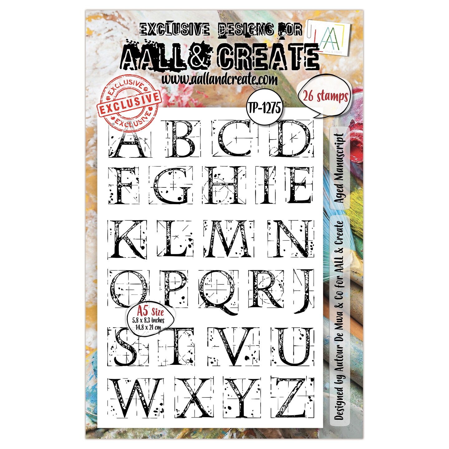AALL And Create A5 Photopolymer Clear Stamp Set-Aged Manuscript